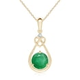 thumbnail image 1 of ANGARA Natural 1.2 ct Emerald Knotted Heart Pendant with Diamond in 14K Yellow Gold for Women (Size-7mm) | May Birthstone, Birthday, Anniversary, Jewelry Gift for Women | Natural Emerald Necklace, 1 of 8