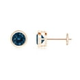 thumbnail image 1 of ANGARA Natural 1.2 ct London Blue Topaz Solitaire Stud Earrings in 14K Rose Gold for Women (Size-5mm) | November Birthstone, Anniversary, Jewelry Gift for Women | Natural London Blue Topaz Earrings, 1 of 8