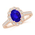 thumbnail image 1 of ANGARA Natural 1.25 ct Tanzanite & Diamond Scalloped Halo Ring in 14K Rose Gold for Women (Size-8x6mm) | December Birthstone, Anniversary, Jewelry Gift for Women | Natural Tanzanite Ring, 1 of 10