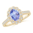 thumbnail image 1 of ANGARA Natural 1.25 ct Tanzanite & Diamond Scalloped Halo Ring in 14K Yellow Gold for Women (Size-8x6mm) | December Birthstone, Anniversary, Jewelry Gift for Women | Natural Tanzanite Ring, 1 of 9