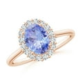 thumbnail image 1 of ANGARA Natural 1.25 ct Tanzanite Engagement Ring with Floral Diamond Halo in 14K Rose Gold for Women (Size-8x6mm) | December Birthstone, Anniversary, Jewelry Gift for Women | Natural Tanzanite Ring, 1 of 9