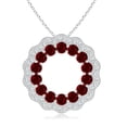 thumbnail image 1 of ANGARA Natural 1.26 ct Ruby and Diamond Floral Circle Pendant in 14K White Gold for Women (Size-2.5mm) | July Birthstone, Birthday, Anniversary, Jewelry Gift for Women | Natural Ruby Necklace, 1 of 7