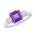 thumbnail image 1 of ANGARA Natural 1.3 Ct. Amethyst with Diamond Classic Ring in 14K White Gold for Women (Ring Size: 3), 1 of 9