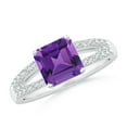 thumbnail image 1 of ANGARA Natural 1.3 Ct. Amethyst with Diamond Classic Ring in 14K White Gold for Women (Ring Size: 4), 1 of 9