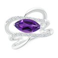 thumbnail image 1 of ANGARA Natural 1.3 Ct. Amethyst with Diamond Fashion Ring in 14K White Gold for Women (Ring Size: 12), 1 of 9