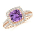 thumbnail image 1 of ANGARA Natural 1.35 Ct. Amethyst with Diamond Halo Ring in 14K Rose Gold for Women (Ring Size: 3.5), 1 of 9