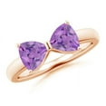 thumbnail image 1 of ANGARA Natural Two Stone Trillion 1.4 ct Amethyst Bow Tie Ring in 14K Rose Gold for Women (Size-6mm) | February Birthstone, Birthday, Anniversary, Jewelry Gift for Women | Natural Amethyst Ring, 1 of 7