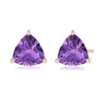 thumbnail image 1 of ANGARA Natural Martini-Set Trillion 1.4 ct Amethyst Stud Earrings in 14K Rose Gold for Women (Size-6mm) | February Birthstone, Anniversary, Jewelry Gift for Women | Natural Amethyst Earrings, 1 of 6