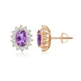 thumbnail image 1 of ANGARA Natural 1.4 Ct. Amethyst with Diamond Fashion Studs Earrings in 14K Rose Gold for Women, 1 of 8