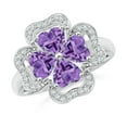 thumbnail image 1 of ANGARA Natural Heart-Shaped 1.4 ct Amethyst Clover Ring in 14K White Gold for Women (Size-5mm) | February Birthstone, Birthday, Anniversary, Jewelry Gift for Women | Natural Amethyst Ring, 1 of 9