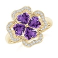 thumbnail image 1 of ANGARA Natural 1.4 Ct. Amethyst with Diamond Halo Ring in 14K Yellow Gold for Women (Ring Size: 12), 1 of 10