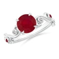 thumbnail image 1 of ANGARA Natural 1.4 ct Ruby and Diamond Ivy Scroll Ring in 14K White Gold for Women (Size-7mm) | July Birthstone, Birthday, Anniversary, Jewelry Gift for Women | Natural Ruby Ring, 1 of 8