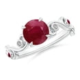 thumbnail image 1 of ANGARA Natural 1.4 ct Ruby and Diamond Ivy Scroll Ring in 14K White Gold for Women (Size-7mm) | July Birthstone, Birthday, Anniversary, Jewelry Gift for Women | Natural Ruby Ring, 1 of 9