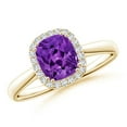 thumbnail image 1 of ANGARA Natural 1.4 ct Amethyst Cocktail Ring with Diamond Halo in 14K Yellow Gold for Women (Size-7x6mm) | February Birthstone, Anniversary, Jewelry Gift for Women | Natural Amethyst Ring, 1 of 9
