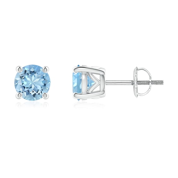 ANGARA Natural 1.44 Ct. Aquamarine Solitaire Stud Earrings in 14K White Gold for Women