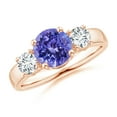 thumbnail image 1 of ANGARA Natural 1.45 ct Tanzanite and Diamond Three Stone Engagement Ring in 14K Rose Gold for Women (Size-7mm) | December Birthstone, Anniversary, Jewelry Gift for Women | Natural Tanzanite Ring, 1 of 10