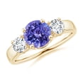 thumbnail image 1 of ANGARA Natural 1.45 ct Tanzanite and Diamond Three Stone Engagement Ring in 14K Yellow Gold for Women (Size-7mm) | December Birthstone, Anniversary, Jewelry Gift for Women | Natural Tanzanite Ring, 1 of 10