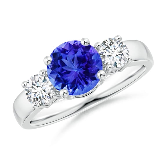 ANGARA Natural 1.45 ct Tanzanite & Diamond Three Stone Engagement Ring in 925 Sterling Silver for Women (Size-7mm) | December Birthstone, Anniversary, Jewelry Gift for Women | Natural Tanzanite Ring
