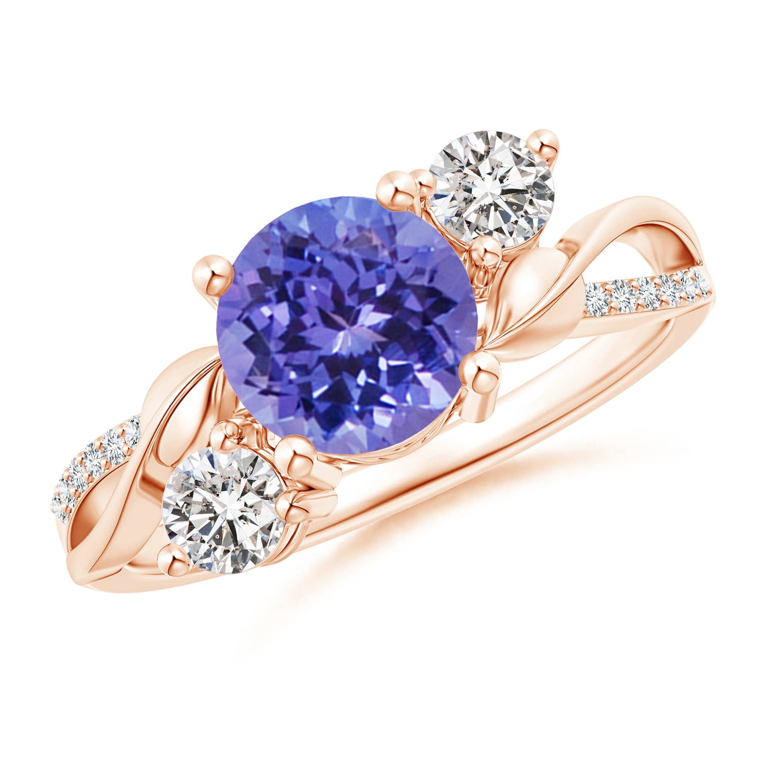 ANGARA Natural 1.45 ct Tanzanite and Diamond Twisted Vine Ring in 