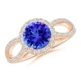 thumbnail image 1 of ANGARA Natural 1.45 ct Tanzanite Split Shank Ring with Diamond Halo in 14K Rose Gold for Women (Size-7mm) | December Birthstone, Anniversary, Jewelry Gift for Women | Natural Tanzanite Ring, 1 of 9