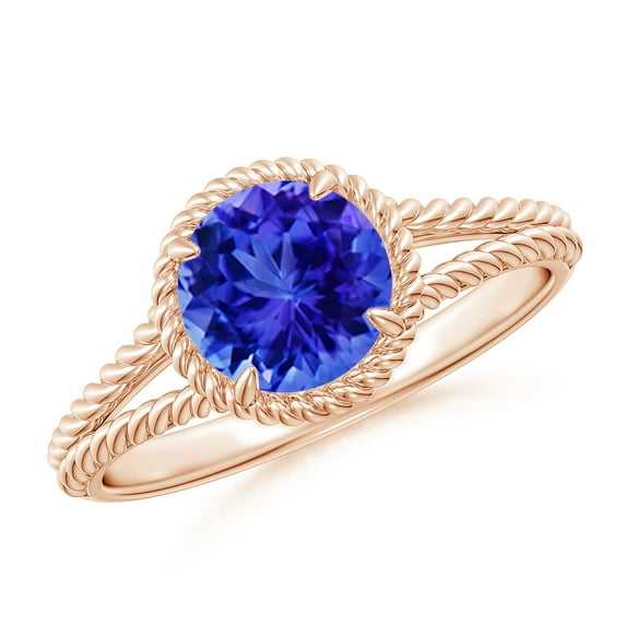 ANGARA Natural 1.45 ct Tanzanite Twist Rope Split Shank Ring in 14K Rose Gold for Women (Size-7mm) | December Birthstone, Birthday, Anniversary, Jewelry Gift for Women | Natural Tanzanite Ring