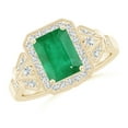 thumbnail image 1 of ANGARA Natural 1.5 Ct Aeon Emerald Halo Engagement Ring with Milgrain in 14K Yellow Gold for Women (Size-8x6mm) | May Birthstone, Anniversary, Jewelry Gift for Women | Natural Emerald Ring, 1 of 10