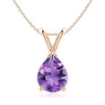 thumbnail image 1 of ANGARA Natural V-Bale Pear-Shaped 1.5 ct Amethyst Solitaire Pendant in 14K Rose Gold for Women (Size-9x7mm) | February Birthstone, Anniversary, Jewelry Gift for Women | Natural Amethyst Necklace, 1 of 8