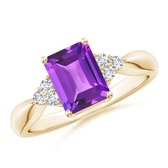 ANGARA Natural 1.5 Ct. Amethyst with Diamond Classic Ring in 14K Yellow Gold for Women (Ring Size: 11)