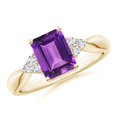 thumbnail image 1 of ANGARA Natural 1.5 Ct. Amethyst with Diamond Classic Ring in 14K Yellow Gold for Women (Ring Size: 12), 1 of 9