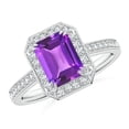 thumbnail image 1 of ANGARA Natural 1.5 Ct. Amethyst with Diamond Halo Engagement Ring in 14K White Gold for Women (Ring Size: 3), 1 of 9