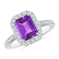 thumbnail image 1 of ANGARA Natural 1.5 Ct. Amethyst with Diamond Halo Ring in 14K White Gold for Women (Ring Size: 12), 1 of 9