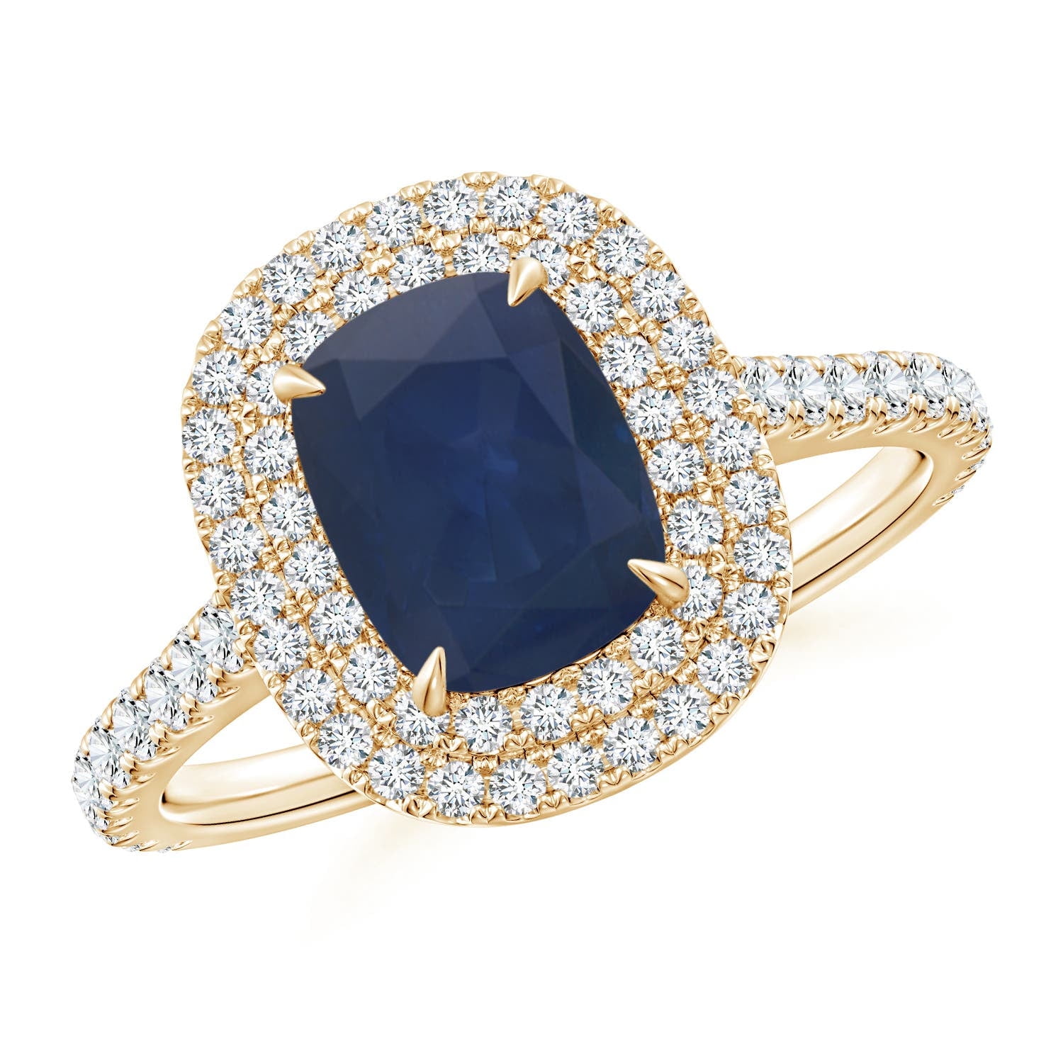 ANGARA Natural 1.5 Ct. Blue Sapphire with Diamond Halo Ring in 14K ...