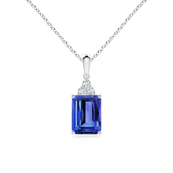 ANGARA Natural 1.5 ct Tanzanite Pendant with Diamond Trio in 925 Sterling Silver for Women (Size-8x6mm) | December Birthstone, Anniversary, Jewelry Gift for Women | Natural Tanzanite Necklace