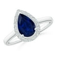 thumbnail image 1 of ANGARA Natural Pear-Shaped 1.52 ct Blue Sapphire Halo Engagement Ring in 14K White Gold for Women (Size-9x6mm) | September Birthstone, Anniversary, Jewelry Gift for Women | Natural Blue Sapphire Ring, 1 of 9