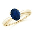 thumbnail image 1 of ANGARA Natural 1.55 Ct Tapered Shank Oval Solitaire Sapphire Ring in 14K Yellow Gold for Women (Size-8x6mm) | September Birthstone, Anniversary, Jewelry Gift for Women | Natural Blue Sapphire Ring, 1 of 8