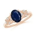 thumbnail image 1 of ANGARA Natural 1.55 Ct Vintage Style Oval Sapphire Ring with Diamonds in 14K Rose Gold for Women (Size-8x6mm) | September Birthstone, Anniversary, Jewelry Gift for Women | Natural Blue Sapphire Ring, 1 of 8