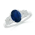 thumbnail image 1 of ANGARA Natural 1.55 Ct Vintage Style Oval Sapphire Ring with Diamonds in 14K White Gold for Women (Size-8x6mm) | September Birthstone, Anniversary, Jewelry Gift for Women | Natural Blue Sapphire Ring, 1 of 8