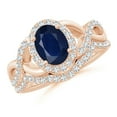 thumbnail image 1 of ANGARA Natural 1.55 ct Blue Sapphire and Diamond Crossover Bridal Set in 14K Rose Gold for Women (Size-8x6mm) | September Birthstone, Anniversary, Jewelry Gift for Women | Natural Blue Sapphire Ring, 1 of 9