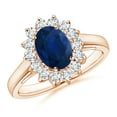 thumbnail image 1 of ANGARA Natural 1.55 ct Blue Sapphire Ring with Diamond in 14K Rose Gold for Women (Size-8x6mm) | September Birthstone, Anniversary, Jewelry Gift for Women | Natural Sapphire Ring, 1 of 11