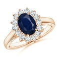 thumbnail image 1 of ANGARA Natural 1.55 ct Blue Sapphire Ring with Diamond in 14K Rose Gold for Women (Size-8x6mm) | September Birthstone, Anniversary, Jewelry Gift for Women | Natural Sapphire Ring, 1 of 11