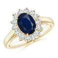 thumbnail image 1 of ANGARA Natural 1.55 ct Blue Sapphire Ring with Diamond in 14K Yellow Gold for Women (Size-8x6mm) | September Birthstone, Anniversary, Jewelry Gift for Women | Natural Sapphire Ring, 1 of 12