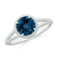 thumbnail image 1 of ANGARA Natural 1.55 ct London Blue Topaz Twist Rope Split Shank Ring in 14K White Gold for Women (Size-7mm) | November Birthstone, Anniversary, Jewelry Gift for Women | Natural London Blue Topaz Ring, 1 of 10