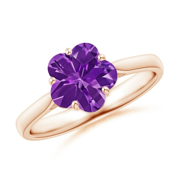 ANGARA Natural Classic Five-Petal Flower 1.6 ct Amethyst Ring in 14K Rose Gold for Women (Size-8mm) | February Birthstone, Birthday, Anniversary, Jewelry Gift for Women | Natural Amethyst Ring