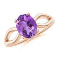 thumbnail image 1 of ANGARA Natural Prong-Set Solitaire 1.6 ct Amethyst Split Shank Ring in 14K Rose Gold for Women (Size-9x7mm) | February Birthstone, Anniversary, Jewelry Gift for Women | Natural Amethyst Ring, 1 of 9