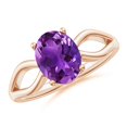 thumbnail image 1 of ANGARA Natural Prong-Set Solitaire 1.6 ct Amethyst Split Shank Ring in 14K Rose Gold for Women (Size-9x7mm) | February Birthstone, Anniversary, Jewelry Gift for Women | Natural Amethyst Ring, 1 of 10
