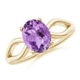 thumbnail image 1 of ANGARA Natural Prong-Set Solitaire 1.6 ct Amethyst Split Shank Ring in 14K Yellow Gold for Women (Size-9x7mm) | February Birthstone, Anniversary, Jewelry Gift for Women | Natural Amethyst Ring, 1 of 10
