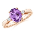 thumbnail image 1 of ANGARA Natural 1.6 Ct. Amethyst with Diamond Classic Ring in 14K Rose Gold for Women (Ring Size: 11), 1 of 9