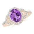 thumbnail image 1 of ANGARA Natural 1.6 Ct. Amethyst with Diamond Classic Ring in 14K Rose Gold for Women (Ring Size: 7.5), 1 of 8
