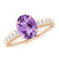 thumbnail image 1 of ANGARA Natural 1.6 Ct. Amethyst with Diamond Classic Ring in 14K Rose Gold for Women (Ring Size: 8.5), 1 of 10