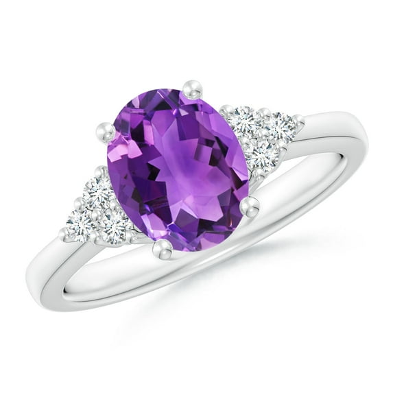 ANGARA Natural 1.6 Ct. Amethyst with Diamond Classic Ring in 14K White Gold for Women (Ring Size: 11.5)